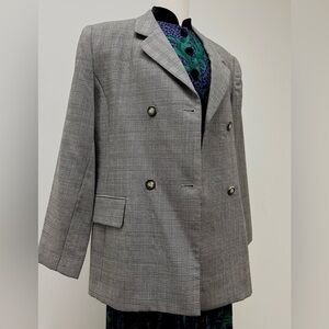 Gray plaid blazer double breasted